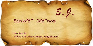 Sinkó János névjegykártya